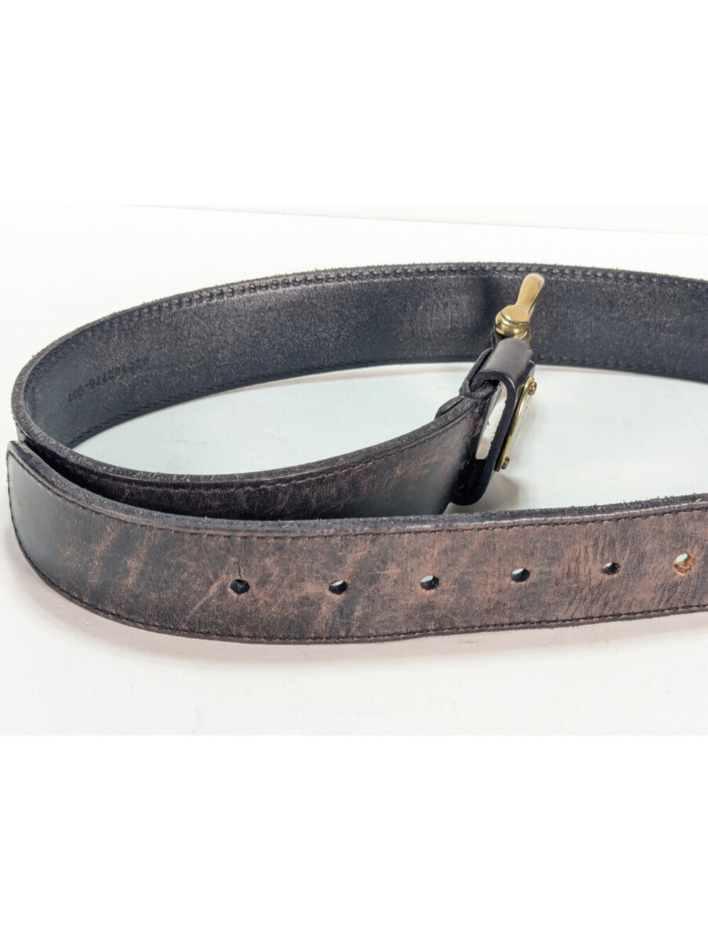 Lauren Ralph Lauren Equestrian Brass Buckle Oval Logo Plaque Black Leather Belt - Picture 4 of 10